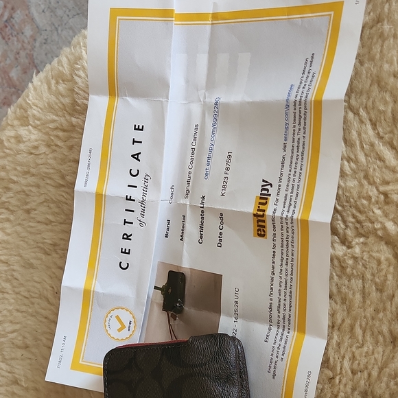 NWT Coach Double Corner Zip Brown/Ruby Signature Wristlet Bag ๐ - Picture 13 of 16